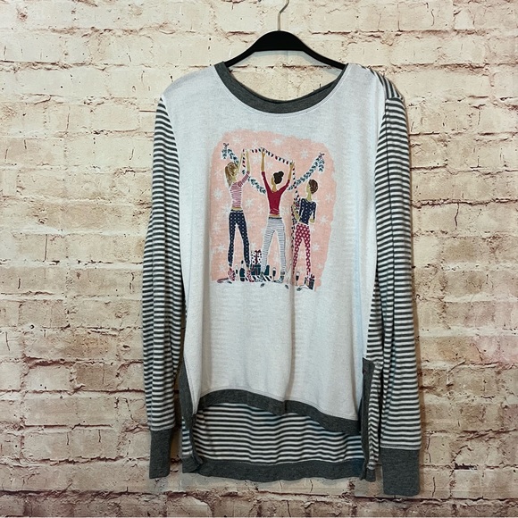 Jane Bleecker long sleeve top striped sleeves size medium - Picture 1 of 6